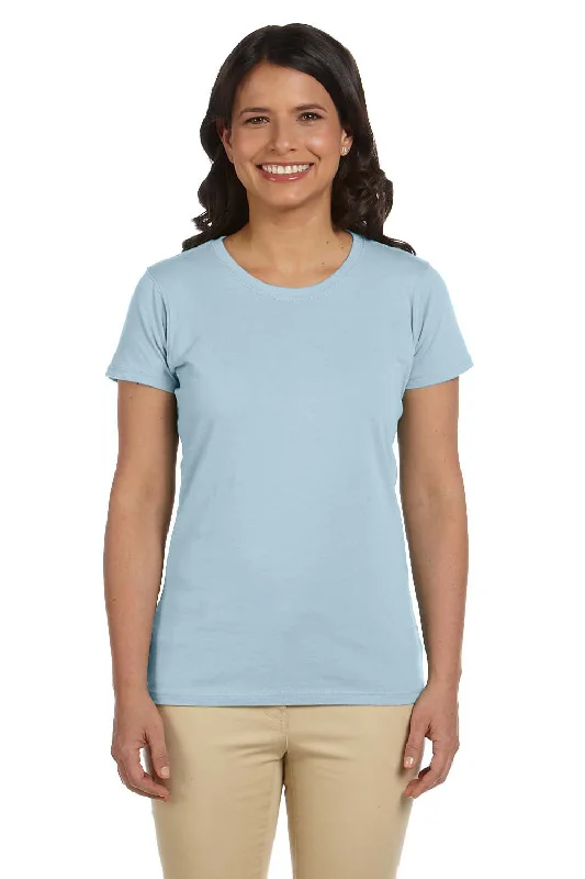 Weekend Deal Econscious Womens Heather Sueded Short Sleeve Crewneck T-Shirt - Sky Blue