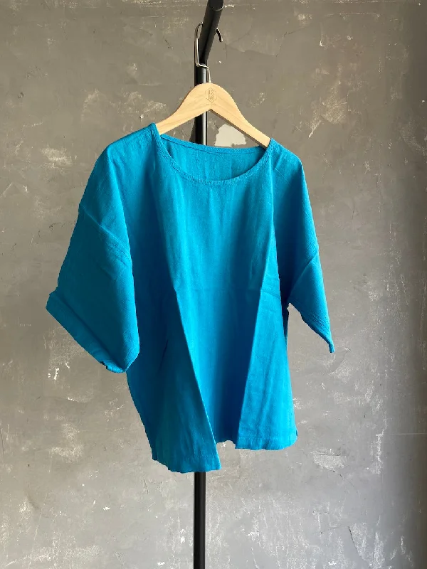 Weekend Offers That Shine Hand Dyed Short Top in Turquoise