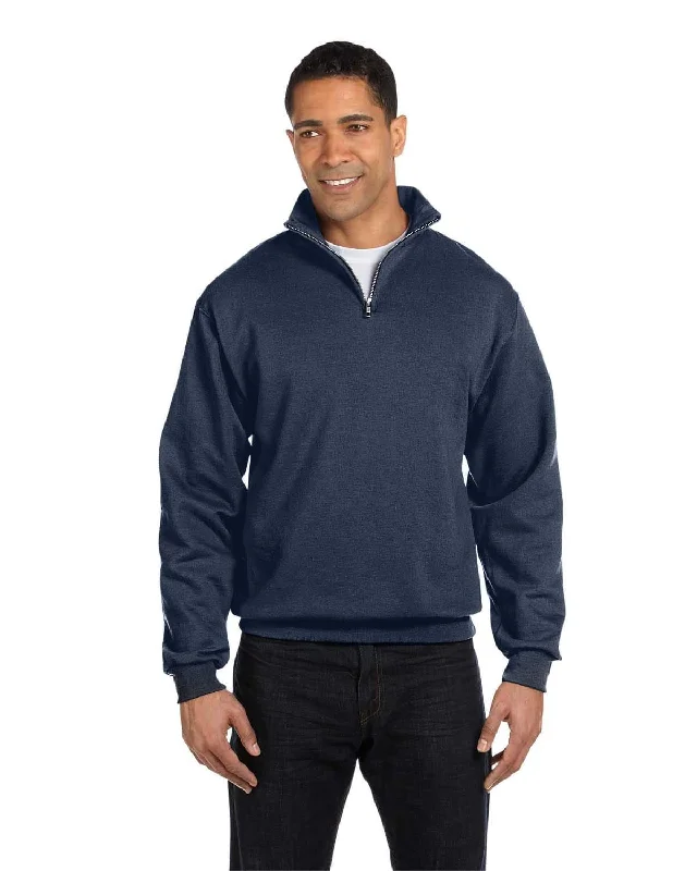 Jerzees NuBlend 50/50 Quarter-Zip Cadet Collar Sweatshirt | Vintage Htr Navy