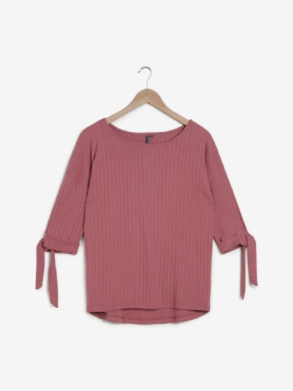 Low Price LOV Persian Rose Knitted High-Low Salomi Top