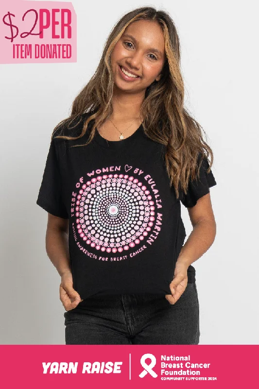 While Supplies Last Tribe Of Women Circle Black Cotton Crew Neck Women’s T-Shirt