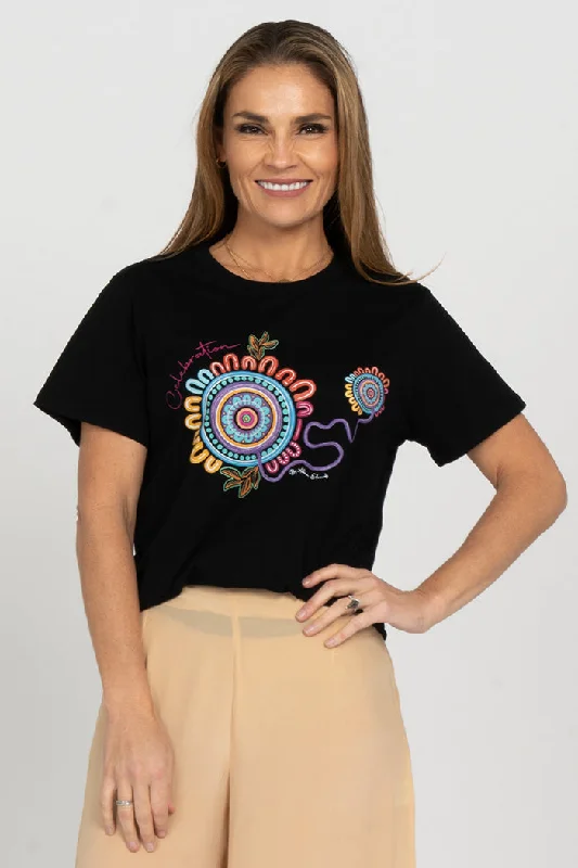 Stock Up and Save Celebration Black Cotton Crew Neck Women’s T-Shirt