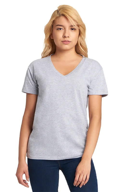 Can't Beat Next Level Womens Relaxed Short Sleeve V-Neck T-Shirt - Heather Grey - Closeout