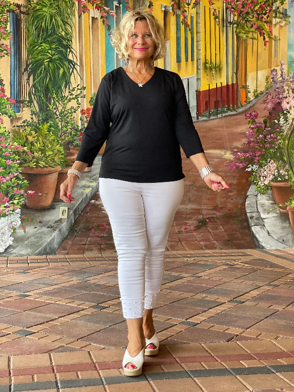 Hot Buy BLACK SLEEVE V-NECK TOP
