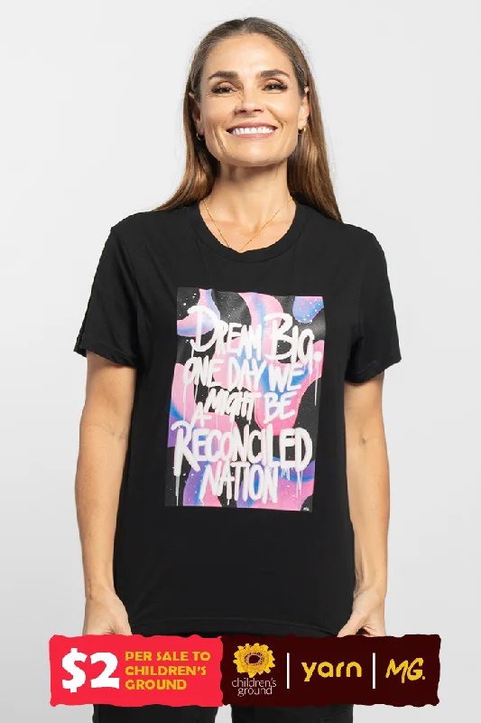 Can't Miss Reconciled Nation (Purple) Black Cotton Crew Neck Women’s T-Shirt