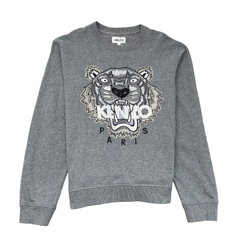 Men's Embroidered Tiger Sweatshirt Grey Size M