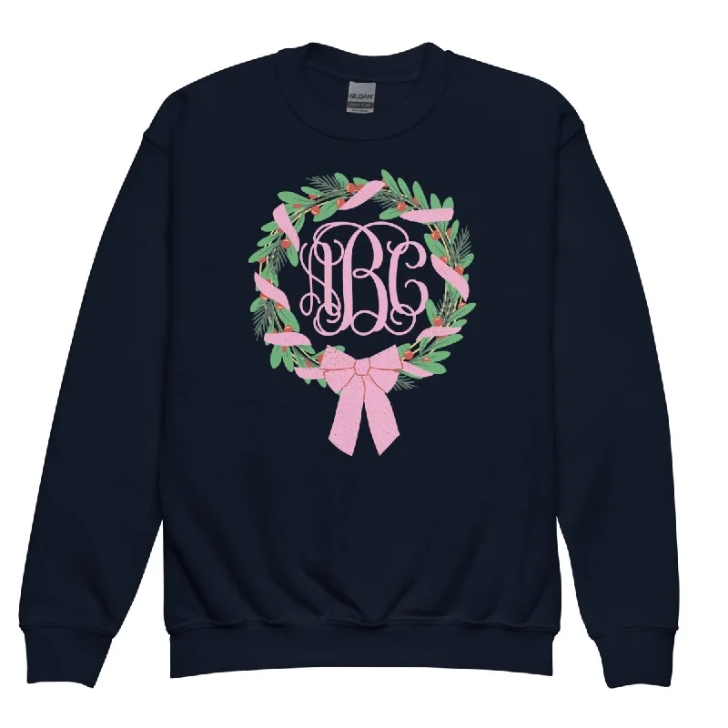 Limited Offer Kids Monogrammed 'Bow Wreath' Crewneck Sweatshirt