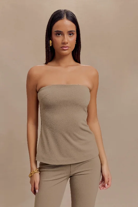 Buy Now Antonia Strapless Cut Out Top - Mushroom