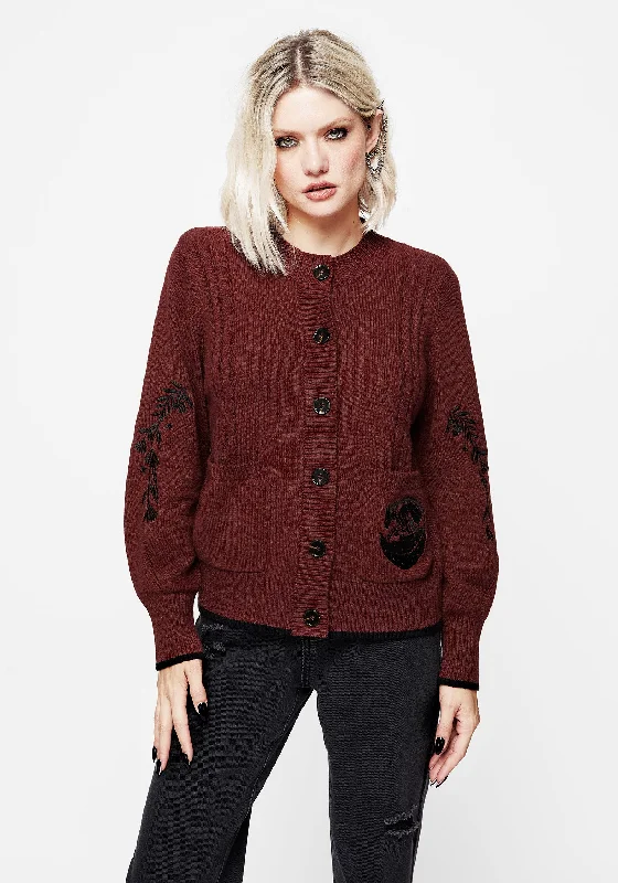 Weekend Savings Spectacular Foxfire Embroidered Cable Knit Cardigan
