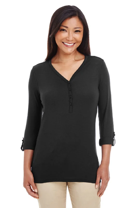 Exclusive Preview Devon & Jones Womens Perfect Fit Long Sleeve V-Neck T-Shirt - Black