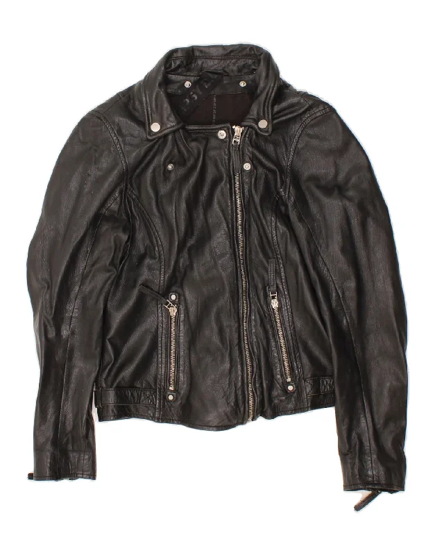 Daily Specials GIPSY Womens Slim Fit Leather Biker Jacket UK 14 Large Black Polyester
