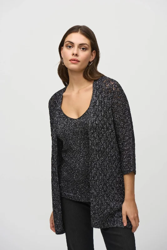 Exclusive Weekend Offers Inside Joseph Ribkoff Black/Silver Metallic Knit 2-Piece Top 244933