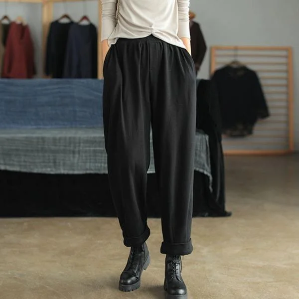 Exclusive Deal Leisure All-match 2 Color Elastic Waist Wide Leg Pants