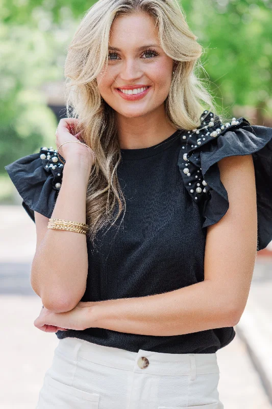 Weekend Special Everyday Dreaming Black Embellished Blouse