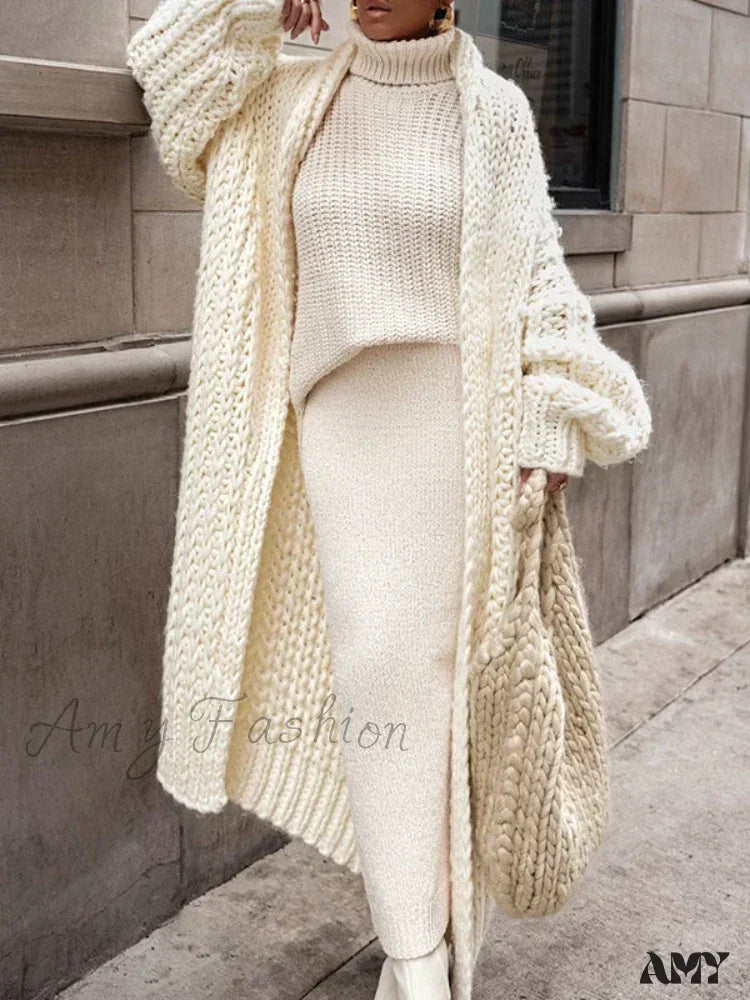 Best Deals Loose Knitted Cardigan Women 2024 Autumn Winter Elegant Long Outerwear Stylish Chic Cozy Comfortable Sweater