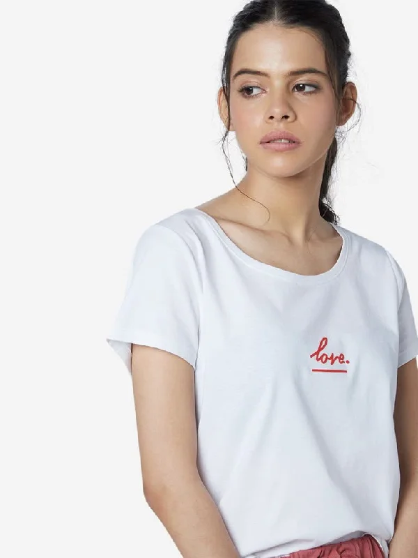 Customer Appreciation Sale LOV White Printed High-Low Sherry T-Shirt