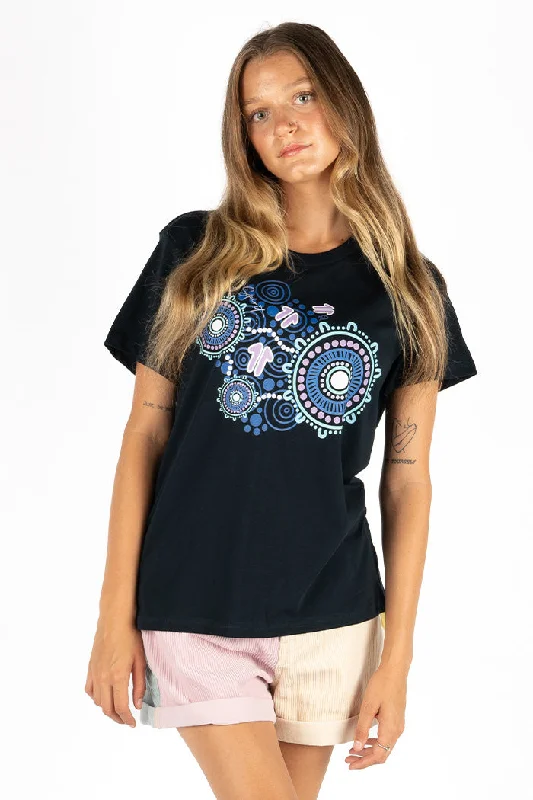 Exclusive Deal Healing Spirit Navy Cotton Crew Neck Women's T-Shirt