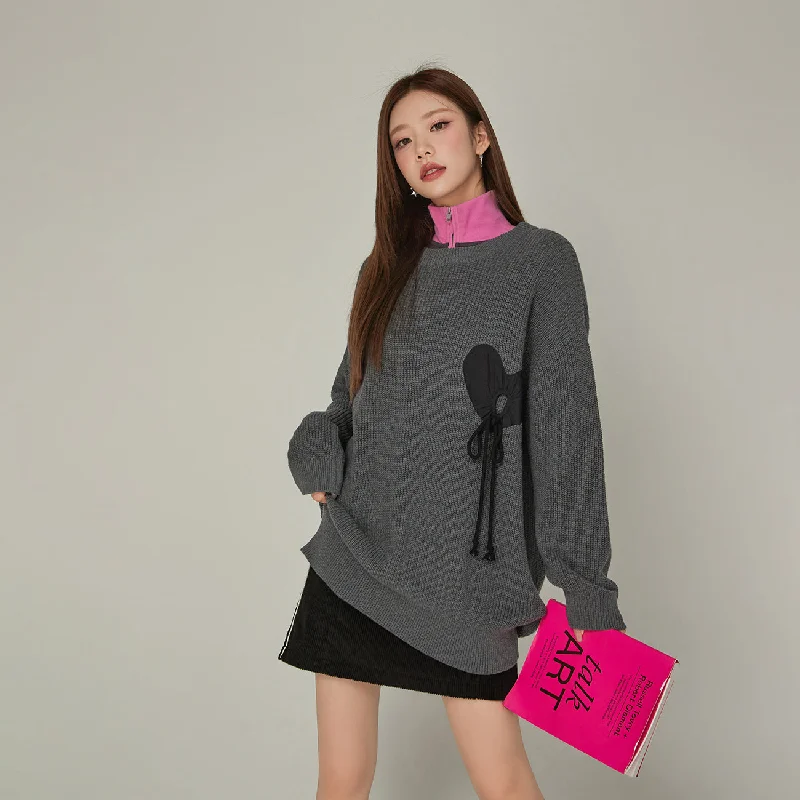 Best Seller Heart String Loose Fit Knit Sweater