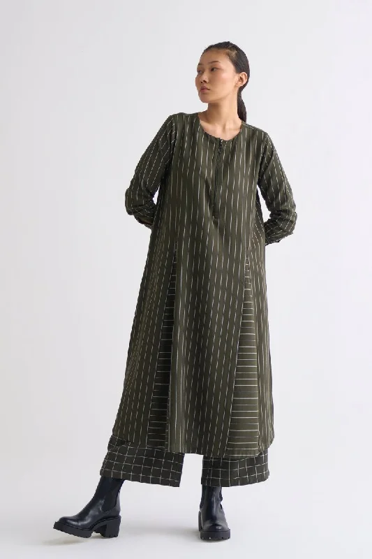 Value Deals Gusset Dress - Olive Stripe