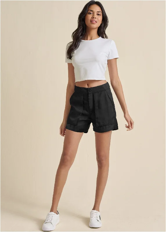 New Arrival High-Waist Walking Shorts - Black
