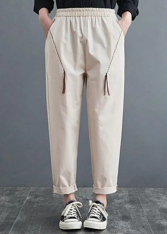 Special Discount Handmade Spring Shorts Plus Size Clothing Beige Inspiration Pockets Pants