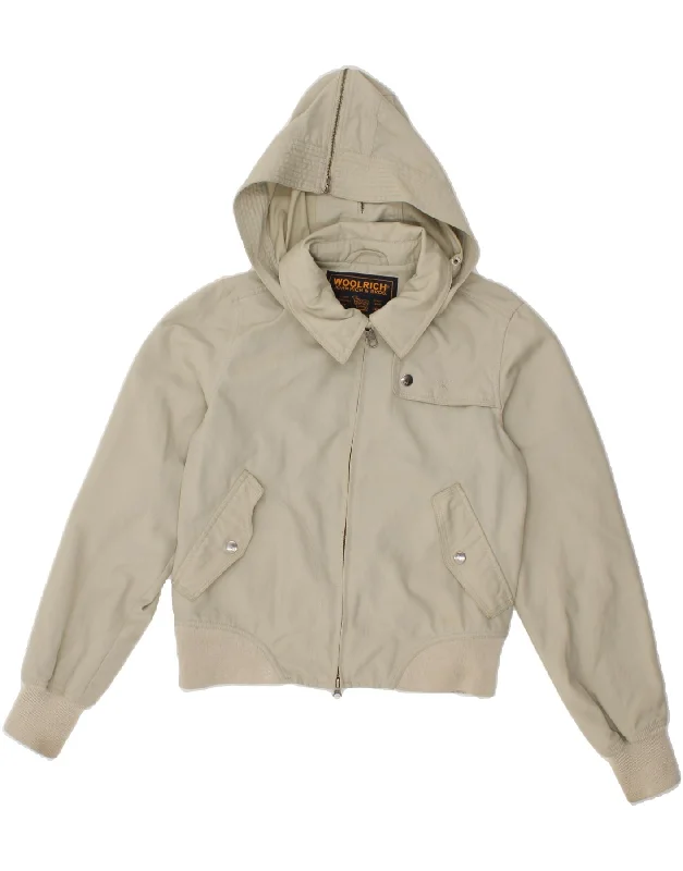 Weekend Discounts to Enjoy WOOLRICH Womens Hooded Bomber Jacket UK 14 Medium Beige Nylon Weekend Discounts to Enjoy WOOLRICH Womens Hooded Bomber Jacket UK 14 Medium Beige Nylon