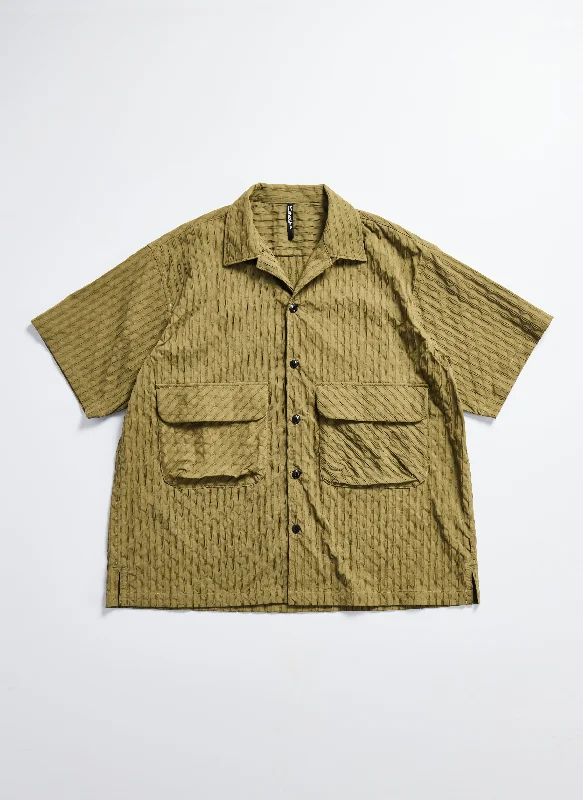 Weekend Discounts to Grab Nylon Spandex Jacquard Open Collar Shirt