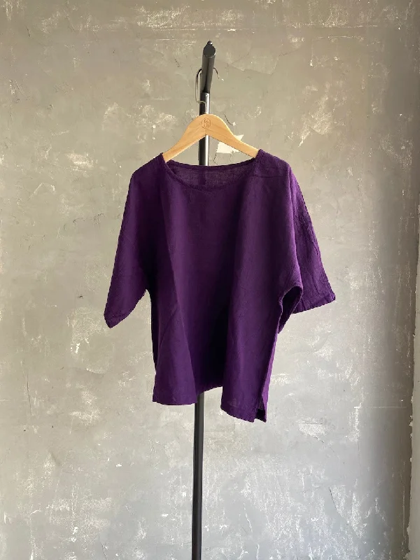 Year-End Clearance Hand Dyed Short Top in Dark Purple