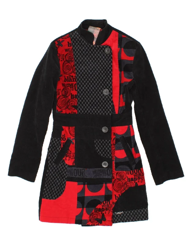 Unwind with Weekend Discounts DESIGUAL Womens Graphic Overcoat EU 36 Small Black Colourblock Cotton Unwind with Weekend Discounts DESIGUAL Womens Graphic Overcoat EU 36 Small Black Colourblock Cotton