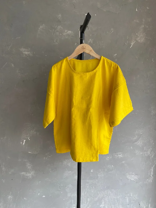 Clearance Items Hand Dyed Short Top in Mustard Yellow