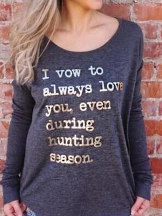 Half Price Custom Letter Long Sleeve Grey T-Shirts