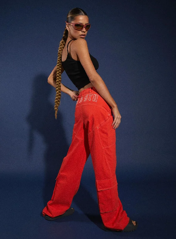 Stock Up JGR & STN Christina Cargo Pant Red
