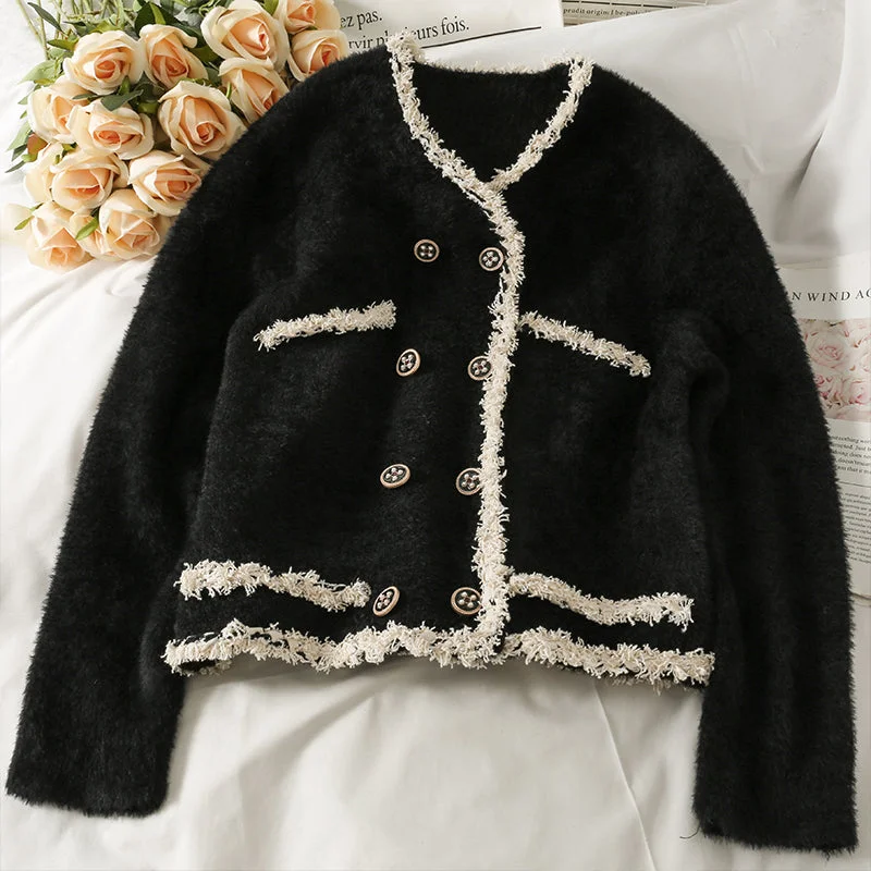 Exclusive Deal Sweater women's loose and thin double breasted open  1853