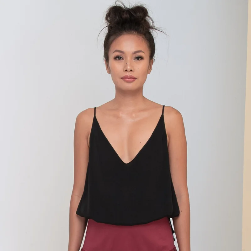 Weekend Savings Extravaganza RINKI V STRING CAMISOLE - Rayon Fujette Crepe | Black