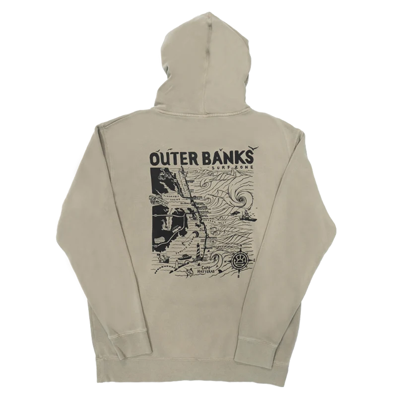 REAL Outer Banks Map Hooded Sweatshirt-Cement