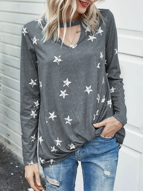 Hurry Up Cutout Round Neck Long Sleeve T-Shirt
