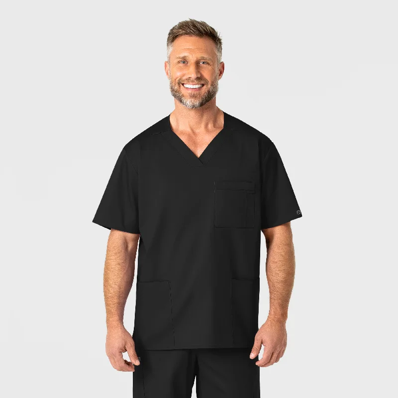 WonderWORK Men's V-Neck Scrub Top - Black