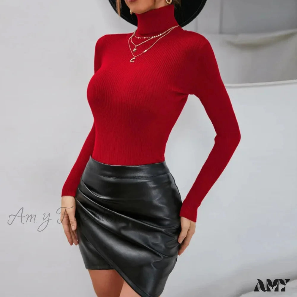 Price Buster Slim Fit TurtleNeck Pullover Jumper Knitted Christmas Sweater for Autumn Winter