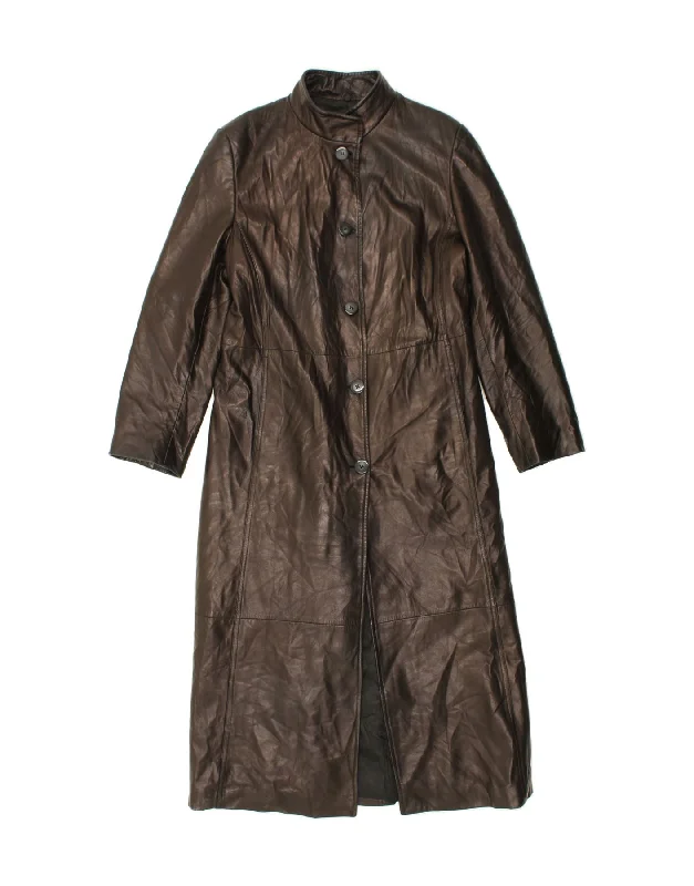 Big Discounts VINTAGE Womens Leather Coat UK 14 Medium Brown
