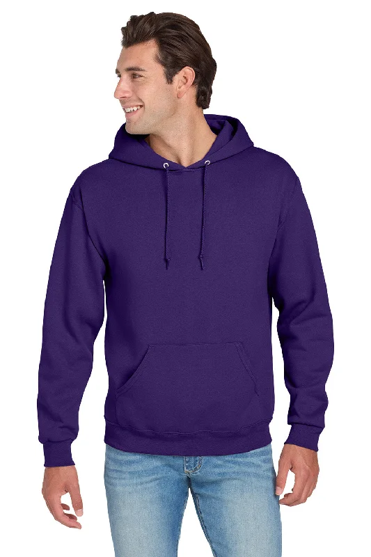 Jerzees Mens NuBlend Pill Resistant Fleece Hooded Sweatshirt Hoodie w/ Pouch Pocket - Deep Purple