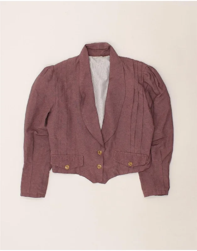Unmissable Offer VINTAGE Womens Crop 2 Button Blazer Jacket UK 14 Medium Pink