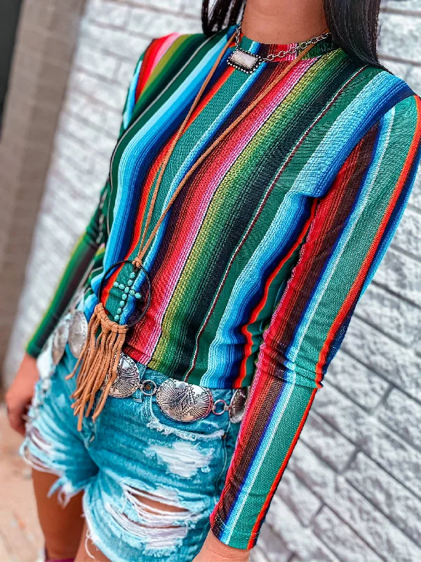 Sale Event Painted Dessert Long Sleeve Mesh Top - Serape - MK165