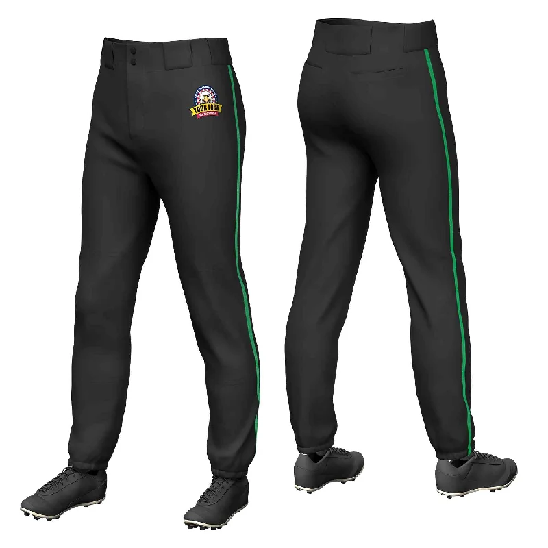 Custom Black Kelly Green Classic Fit Stretch Practice Pull-up Baseball Pants