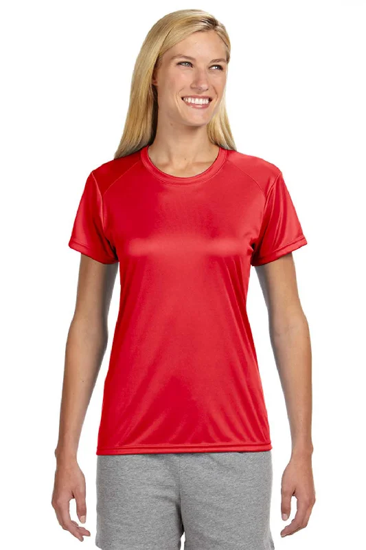 Big Deal A4 Womens Performance Moisture Wicking Short Sleeve Crewneck T-Shirt - Scarlet Red