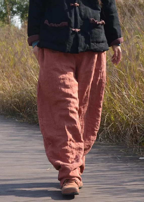 Now or Never Modern Orange Loose Pockets lantern Winter Pants