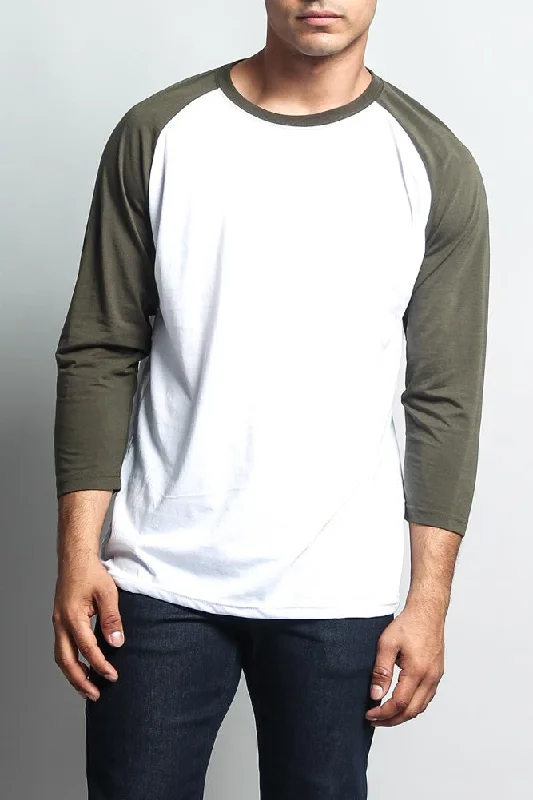 Men's Baseball T-Shirt (White/Olive)