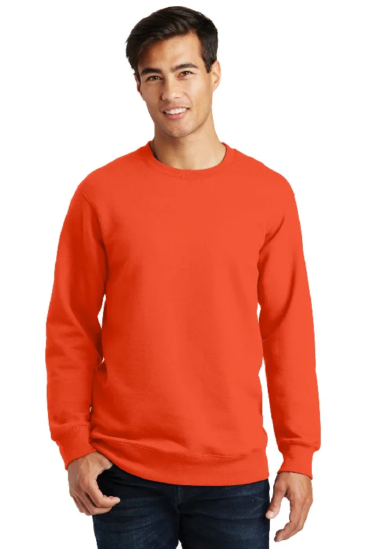 Port & Company Mens Fan Favorite Fleece Crewneck Sweatshirt - Orange - Closeout