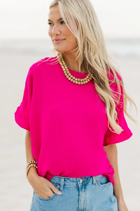 Referral Discount All I Ask Fuchsia Pink Ruffled Top
