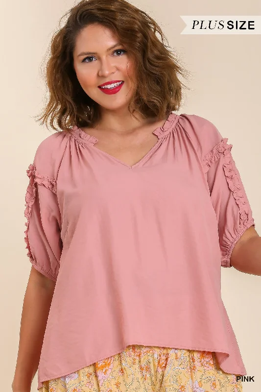 Midnight Madness Umgee Double Edge Blouse in Pink