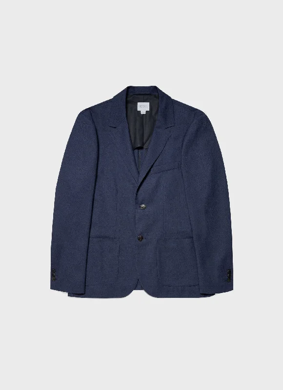 Men's Wool Blazer in Blue Melange